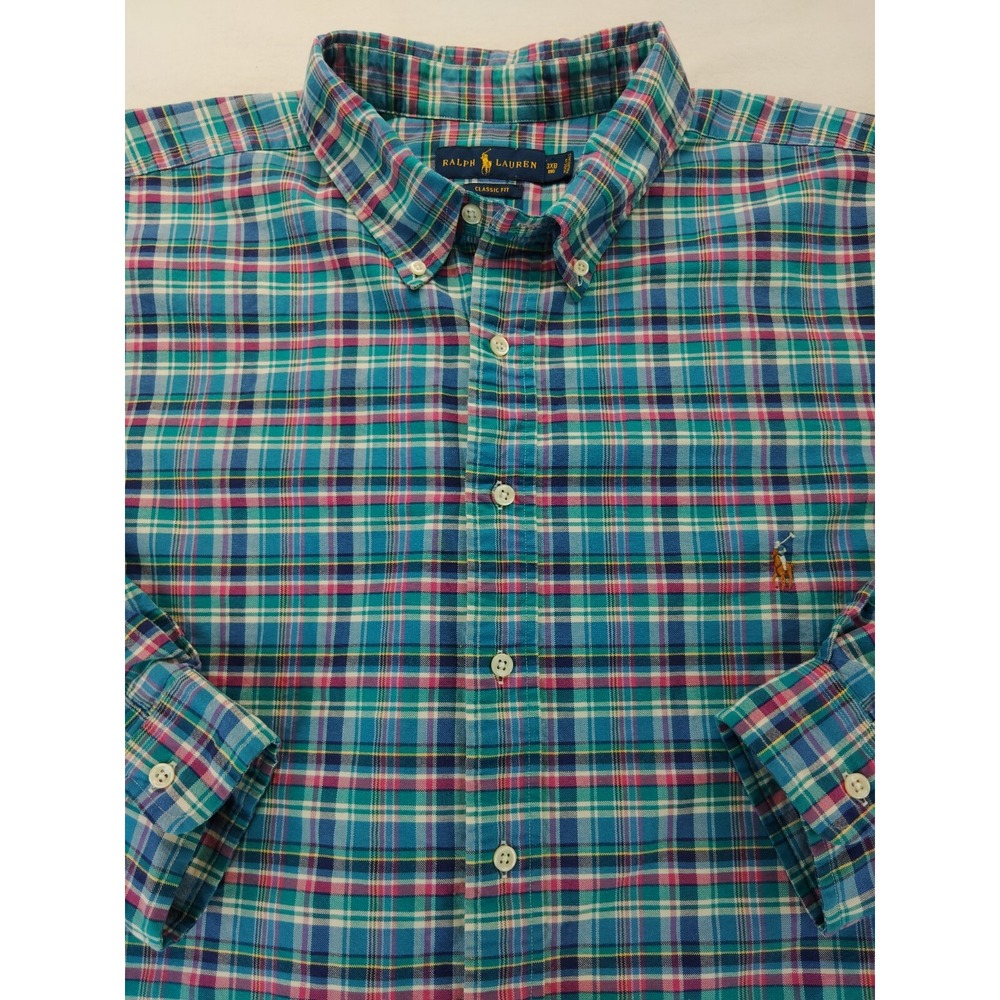 Ralph Lauren Shirt Mens 3XB Big Multicolor Plaid Button Down Preppy Classic Fit